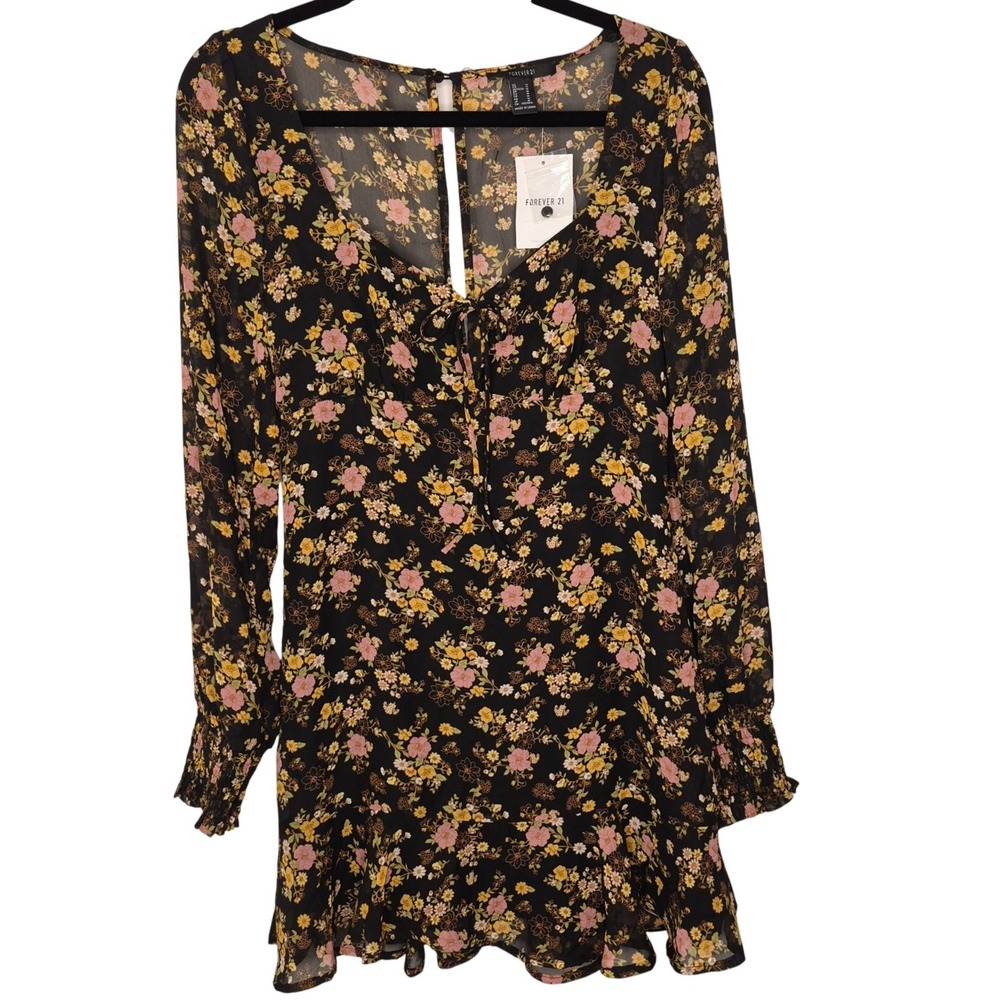 Forever 21 NWT Whimsical Fairycore Mini Dress Goblincore Floral Twee Quirky Sz M
